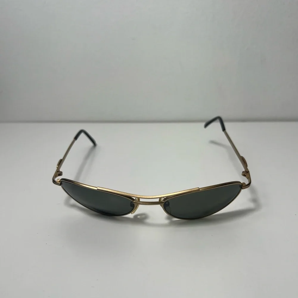 ABC Sports Aviator Signet Vintage 80s Y2K Gold Frame Black Lens Sunglasses